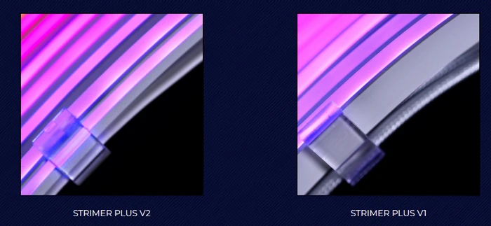 Lian Li Strimer Plus V2, 24-Pin ATX Verlängerungskabel, 6/8-Pin PCIe Verlängerungskabel, RGB beleuchtet, Set