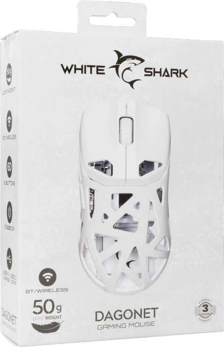 White Shark Dagonet Wireless Gaming Mouse, weiß, USB