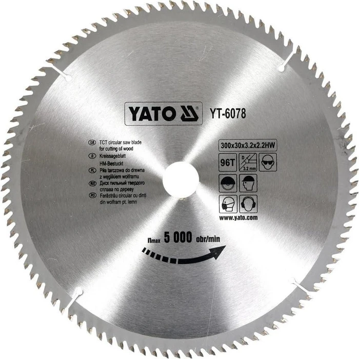 Yato YT-6078 HM Kreissägeblatt 96Z, 300x2.2x30mm, 1 Stück