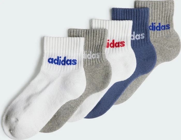adidas Linear Ankle Socken white/medium grey heather/preloved ink, 5 Paare (Junior)