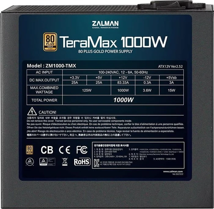 Zalman TeraMax schwarz 1000W, ATX 2.52
