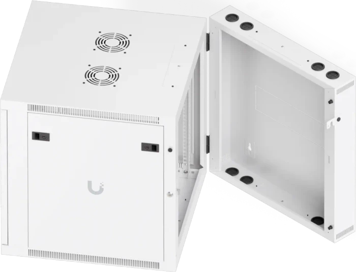 Ubiquiti 12U Rack Cabinet, 19" Wandgehäuse 12HE, Glastür, weiß, 703mm tief