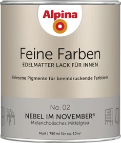 Alpina Farben Feine Farben Lack No. 02 Nebel im November innen mittelgrau edelmatt, 750ml