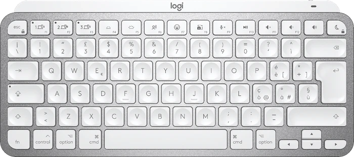 Logitech MX Keys Mini for Mac, LEDs weiß, Logi Bolt, Pale Gray, weiß/grau, USB/Bluetooth, IT