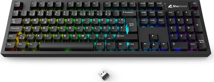 Sharkoon OfficePal KB70W Wireless, schwarz, Sharkoon Linear, USB, DE