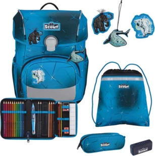 Scout Neo Safety Light Polar Blue Schultaschen-Set, 4-tlg.