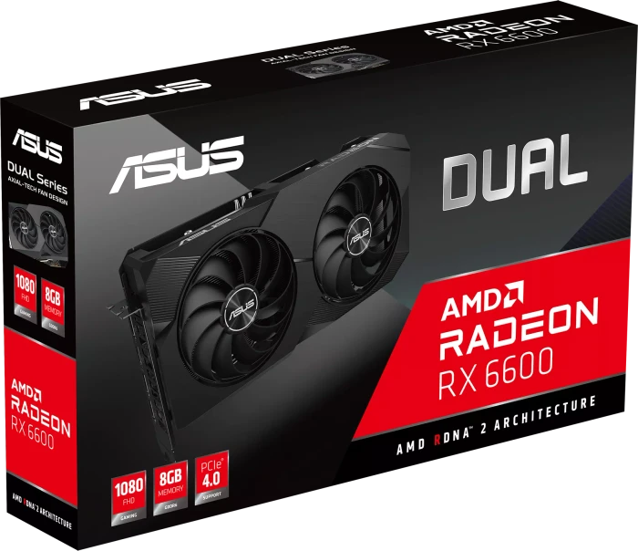 ASUS Radeon RX 6600 Dual V2, DUAL-RX6600-8G-V2, 8GB GDDR6, HDMI, 3x DP