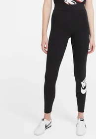 Nike Sportswear Essential High Waist Hose lang schwarz/weiß (Damen)