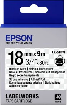 Epson LK-5TBW Beschriftungsband, 18mm, schwarz/transparent