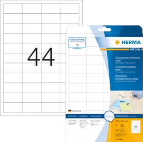 Herma Folienetiketten, 48.3x25.4mm, wetterfest, transparent, matt, 25 Blatt (1100 Etiketten)