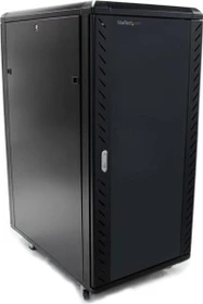 StarTech RK2536BKF Serverschrank 25HE, mit Rollen, Sicherheitsglastür, schwarz, 1000mm tief