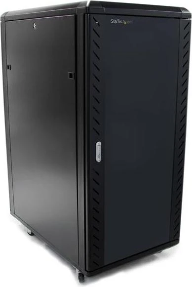 StarTech RK2536BKF Serverschrank 25HE, mit Rollen, Sicherheitsglastür, schwarz, 1000mm tief