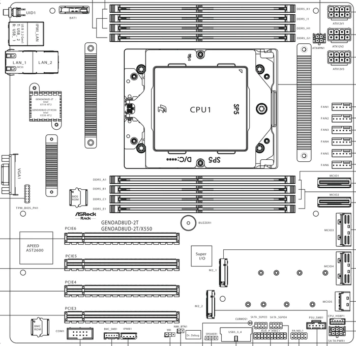ASRock Rack GENOAD8UD-2T/X550 (AMD SP5)