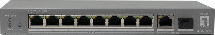 LevelOne GEP Desktop Gigabit Switch, 9x RJ-45, 1x SFP, 120W PoE+