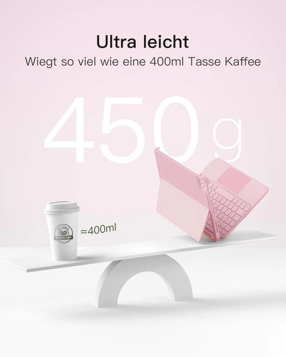 Inateck Ultraleicht Tastatur für iPad Air 6/iPad Air 5/iPad Pro 11", pink, DE