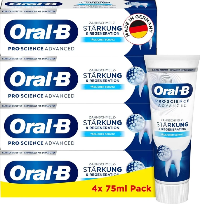 Oral-B Pro-Science Advanced Zahnschmelzstärkung & Regeneration Zahncreme, 300ml (4x 75ml)