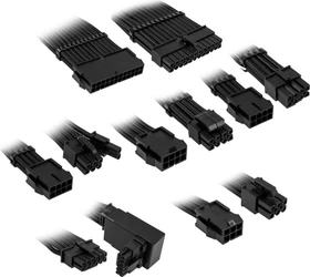 Kolink Core Pro Braided Cable Extension Kit 12V-2x6, Typ 2, Sense-Pins an der Unterseite, Jet Black (COREPRO-EK-12VT2-BLK)