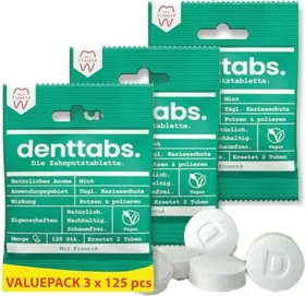 DentTabs Stevia-Mint Zahnputz-Tabletten, 125 Stück
