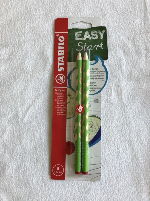 STABILO EASYgraph Bleistift B graphit, grün, Rechtshänder, 2er-Pack (B-51510-10)