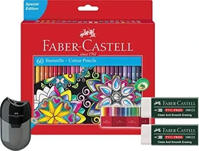 Faber-Castell Classic Colour Buntstift sortiert, Metalletui, Radierer, Anspitzer, 60er-Set