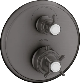 Hansgrohe Axor Montreux Thermostat Unterputz mit Kreuzgriff und Ab- und Umstellventil brushed black chrome