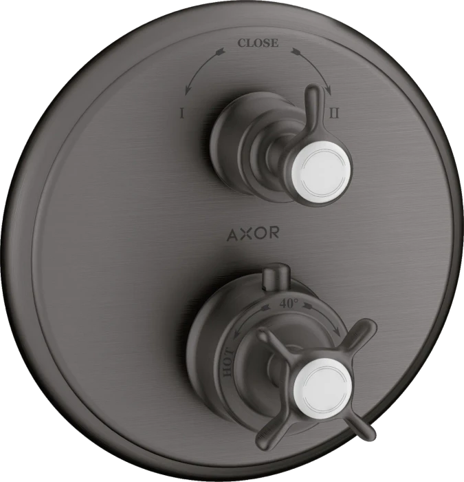 Hansgrohe Axor Montreux Thermostat Unterputz mit Kreuzgriff und Ab- und Umstellventil brushed black chrome