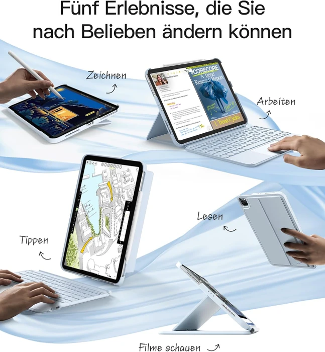 Inateck ACE Touch Ultraleicht Tastatur für iPad Pro 11" (M4), blau, DE