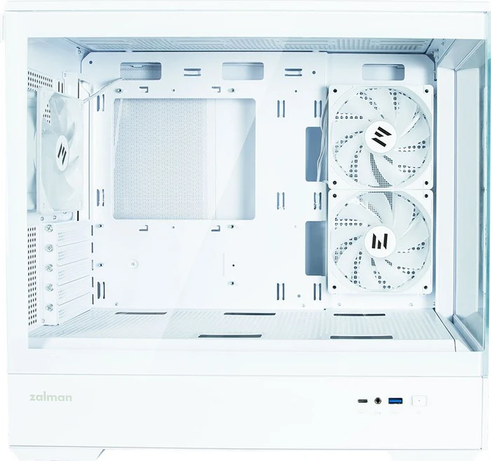 Zalman P30 White, weiß, Glasfenster