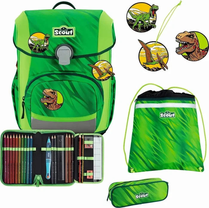 Scout Scout Neo DIN Dino Rex Schultaschen-Set, 4-tlg.