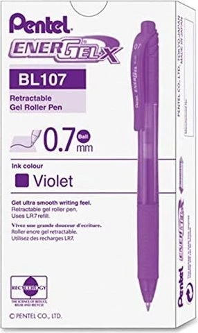 Pentel EnerGel X BL107 0.7mm/0.35mm Gelroller violett/transparent, 12er-Pack