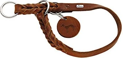 Hunter Solid Education Dressurhalsung für Hunde, Leder, weich, griffig, 45 S-M, cognac