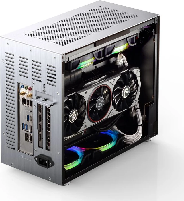 Jonsbo V10, silber, Glasfenster, Mini-ITX