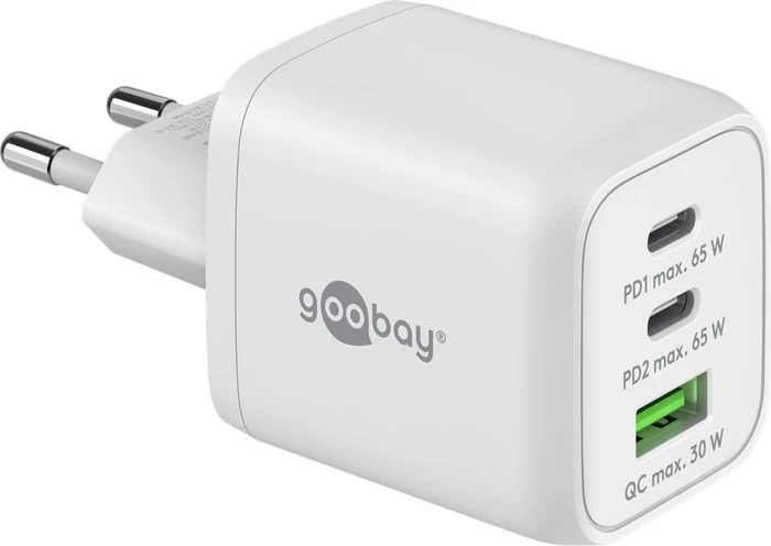 Wentronic Goobay USB-C PD GaN Multiport-Schnellladegerät Nano 65W weiß