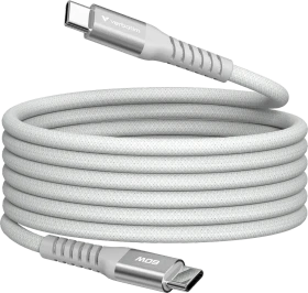 Verbatim Sync & Charge Magnetisches USB-C Kabel, USB 2.0, 480Mb/s, 60W PD 3.0/QC 3.0, USB-C Stecker auf USB-C Stecker, grau, 1.2m (31850)
