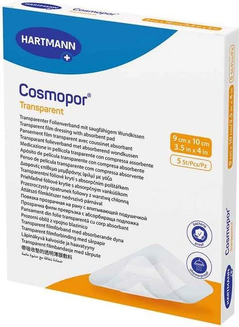 Hartmann Cosmopor transparent Folienverband, 9 x 10cm, 5 Stück