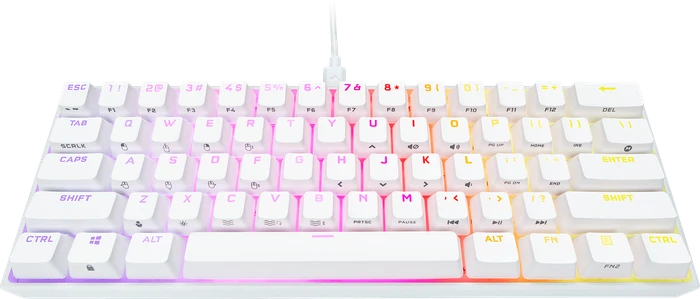 Corsair Gaming K65 RGB Mini, 60%, weiß, MX SPEED RGB Silver, USB, DE