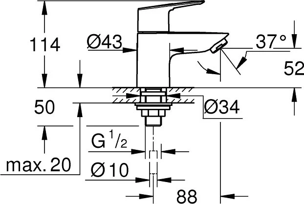 Grohe BauLoop Standventil 1/2" XS-Size chrom