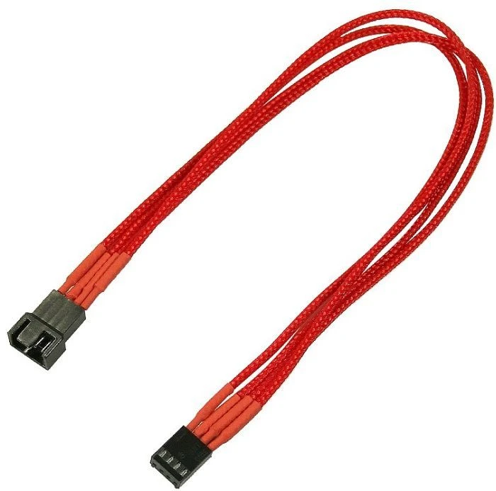 Nanoxia 4-Pin Verlängerung, sleeved, 30cm, rot