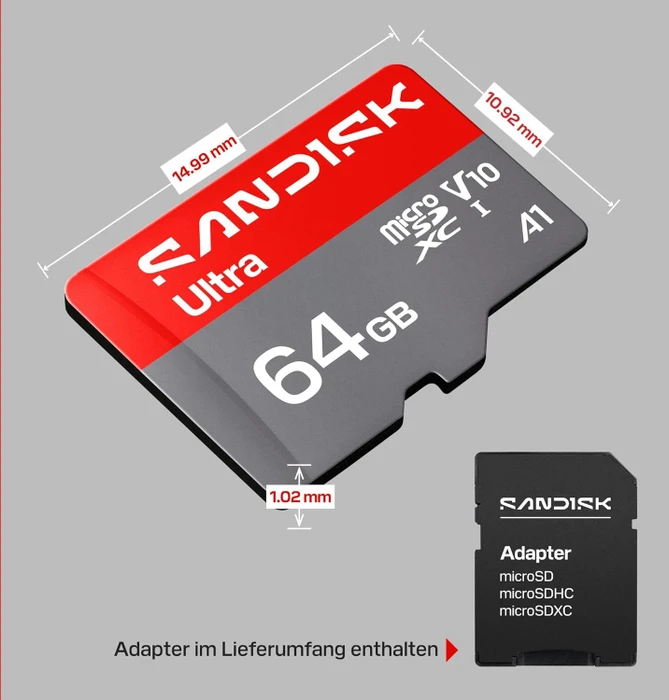 SanDisk Ultra R145/W50 64GB Kit, UHS-I U1, A1, Class 10