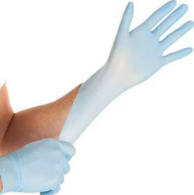 Franz Mensch Hygostar Nitril Safe Super Stretch Einweghandschuhe L blau, 100 Stück