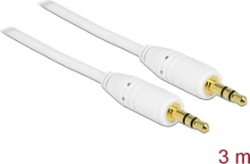DeLOCK Klinkenkabel 3-Pin Stereo, 3.5mm Stecker auf 3.5mm Stecker, weiß, 3.0m