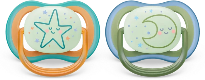 Philips Avent SCF376/23 Ultra Air Nighttime Beruhigungsschnuller, 6-18M, Silikon, mond/sterne, 2 Stück