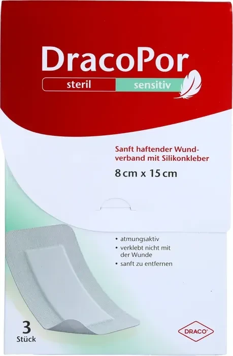 Dr. Ausbüttel DracoPor Sensitiv steriler Wundverband, 8 x 15cm, 3 Stück