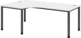 Hammerbacher Ergonomic Plus H-Serie VHS82/W/S Eckschreibtisch 200x120cm weiß/silber