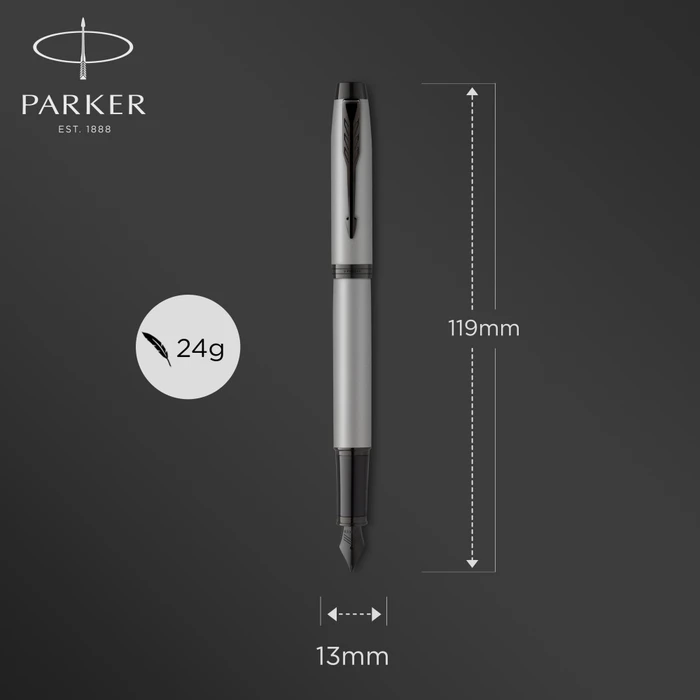 Parker IM Monochrome matte grey, rechte Hand, fein, Geschenkbox