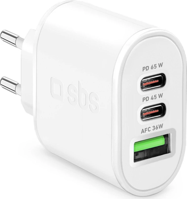 SBS Mobile GaN 65W USB-PD Wall Charger weiß
