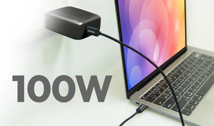 ADATA USB-C Kabel, USB 2.0, 480Mb/s, 100W PD 3.0, USB-C [Stecker] auf USB-C [Stecker], schwarz, 1m