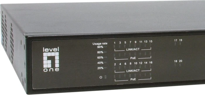 LevelOne GEP Rackmount Gigabit Switch, 18x RJ-45, 2x SFP, 270W PoE+