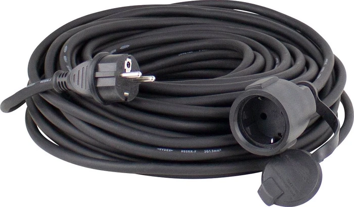 as-Schwabe Verlängerungskabel für den Außenbereich, Schutzkontakt mit Schutzkappe, H05RR-F 3G1.5, schwarz, 10m