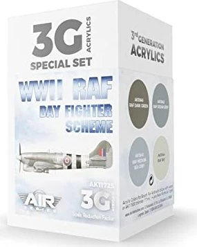 AK-Interactive 3rd Gen Acrylic Colors WWII RAF Day Fighter Scheme Farbset, 4-tlg.